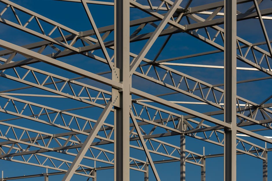 Industrial steel structure construction site
